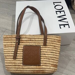 Loewe Beige and Brown Woven Tote